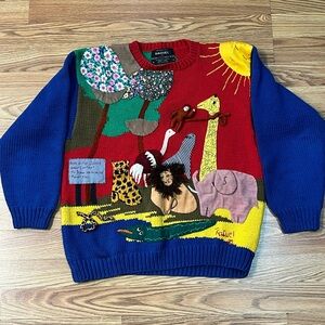 Raquel Collection Vibrant Animal Scene Sweater